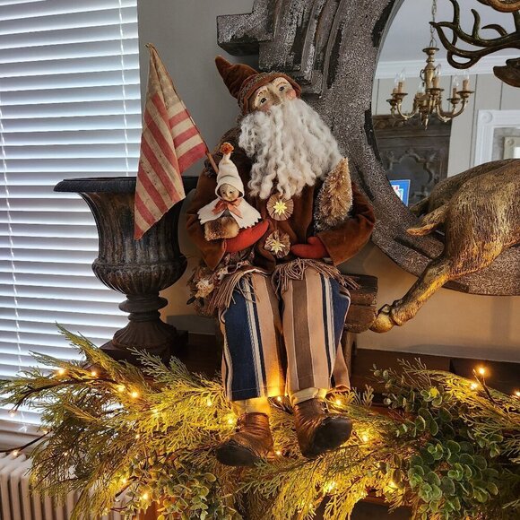 Vintage Nicol Sayre Folk Art Santa Doll, Authentic - Picture 1 of 5